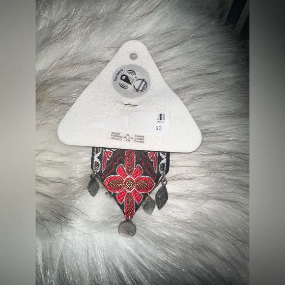 NWT FREE PEOPLE Heirloom Brooch - Silver/Oxblood - Picture 6 of 6